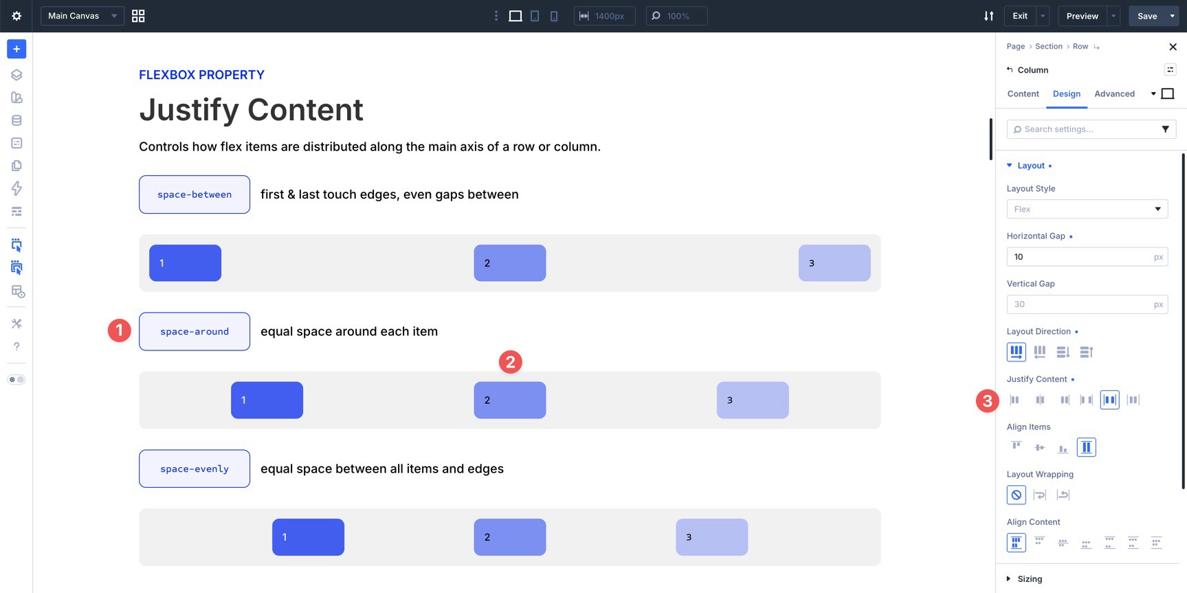 justify content space around