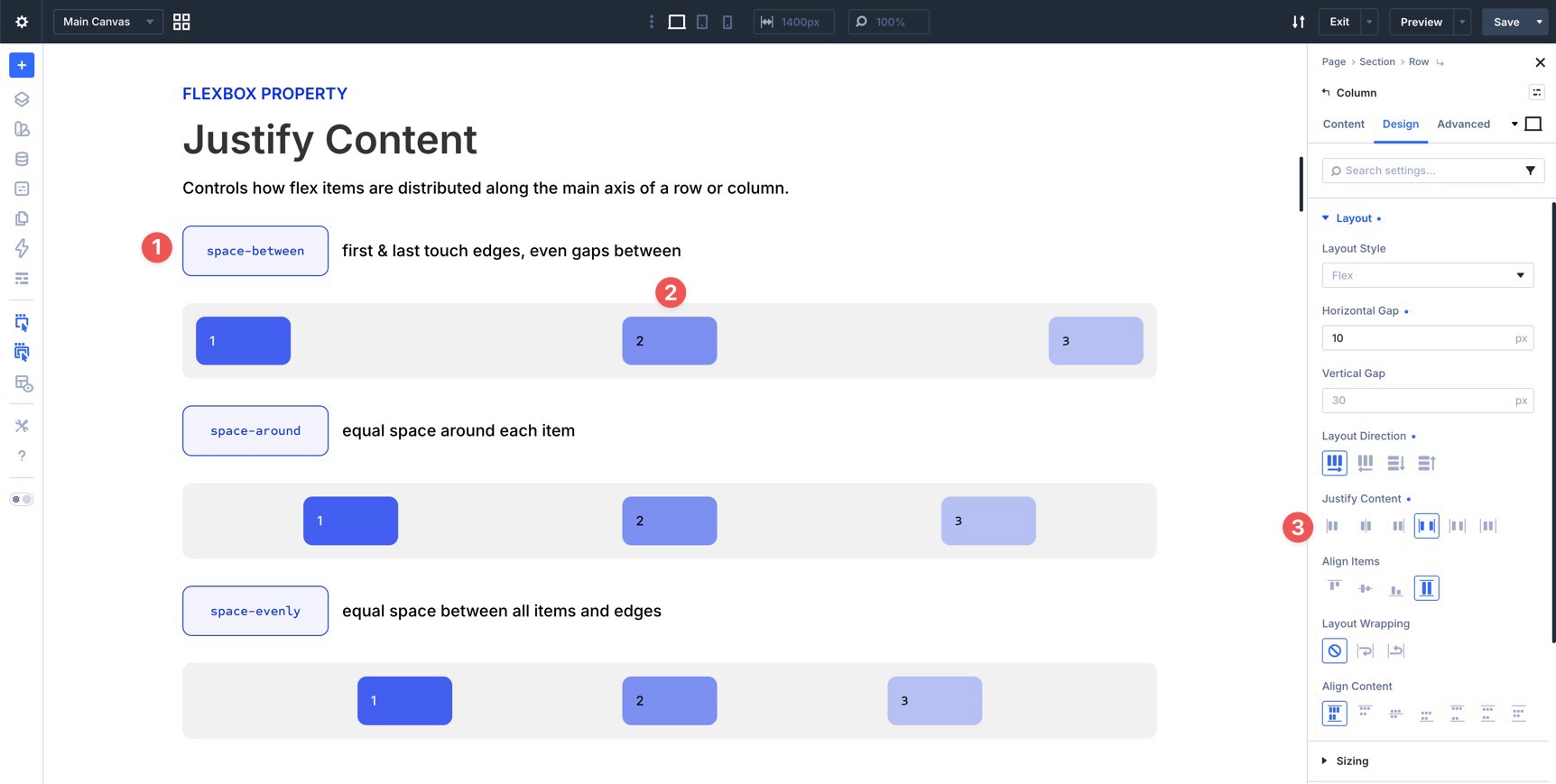justify content space between