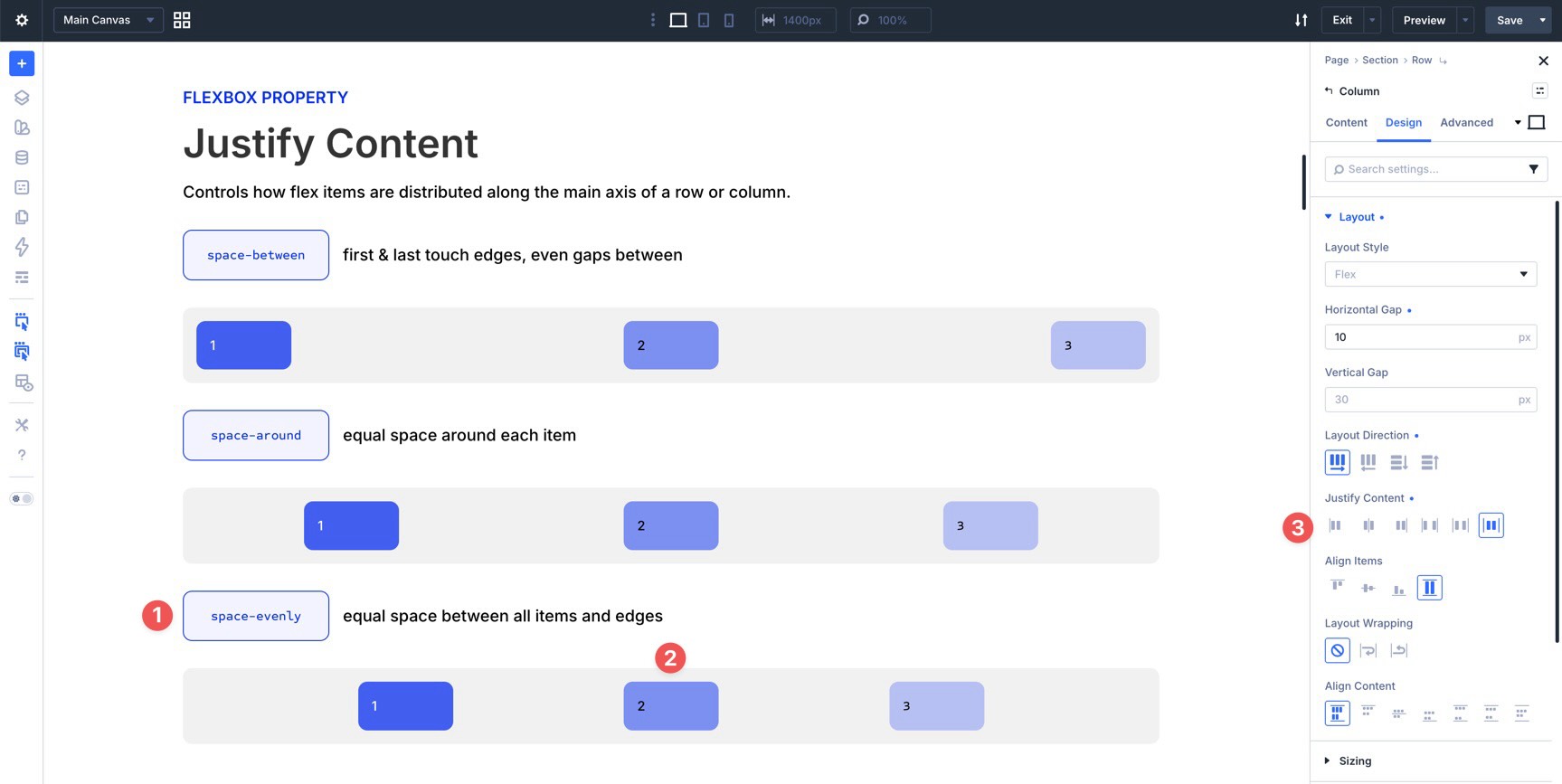 justify content space evenly