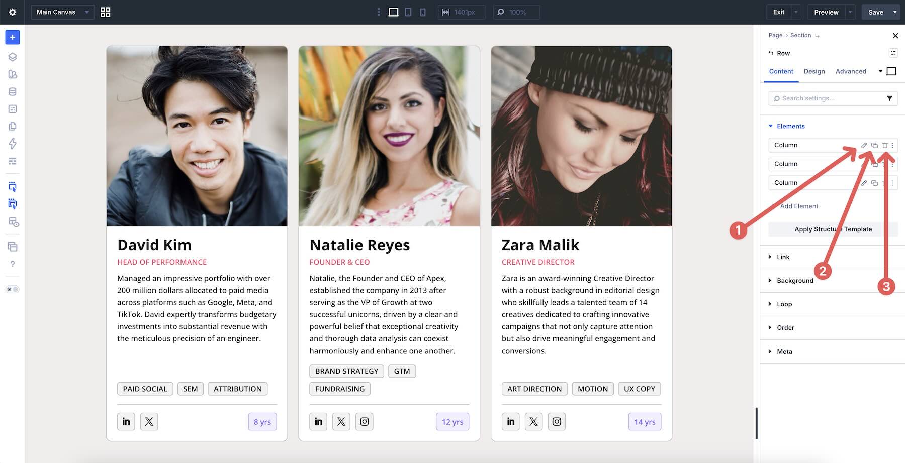 modify columns in Divi 5
