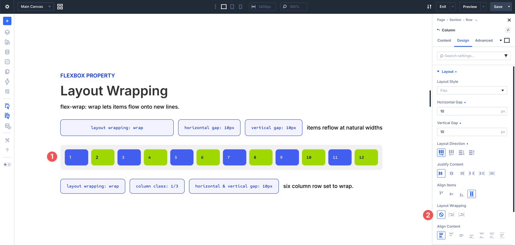 default wrap settings in Divi 5