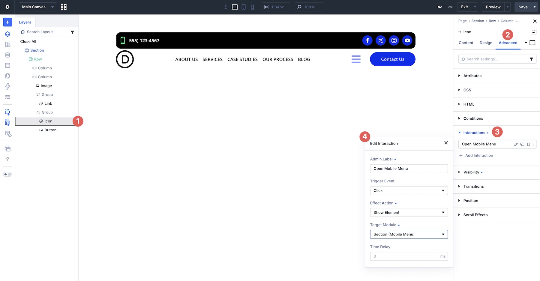 open mobile menu interaction