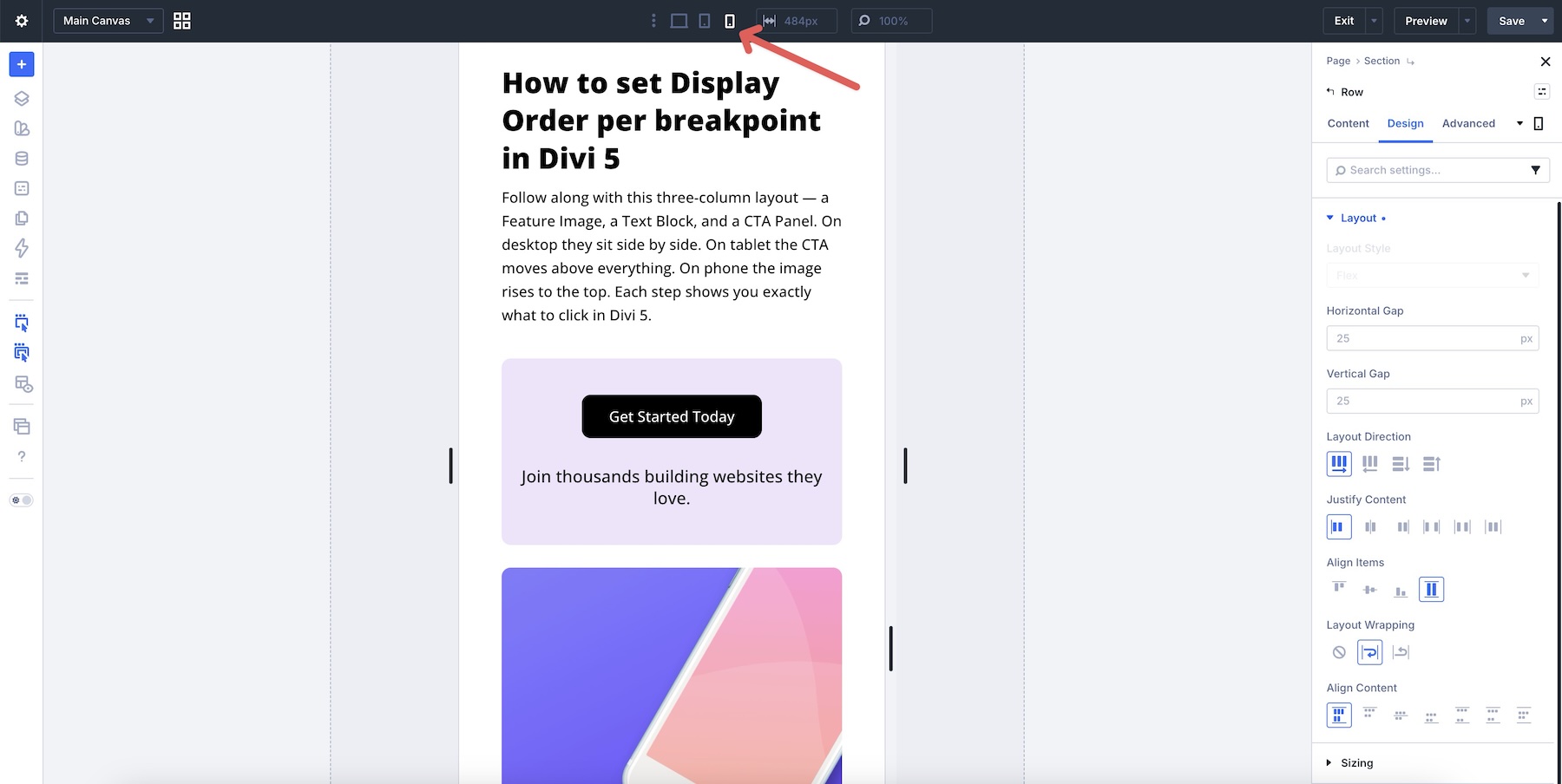 phone breakpoint in Divi 5