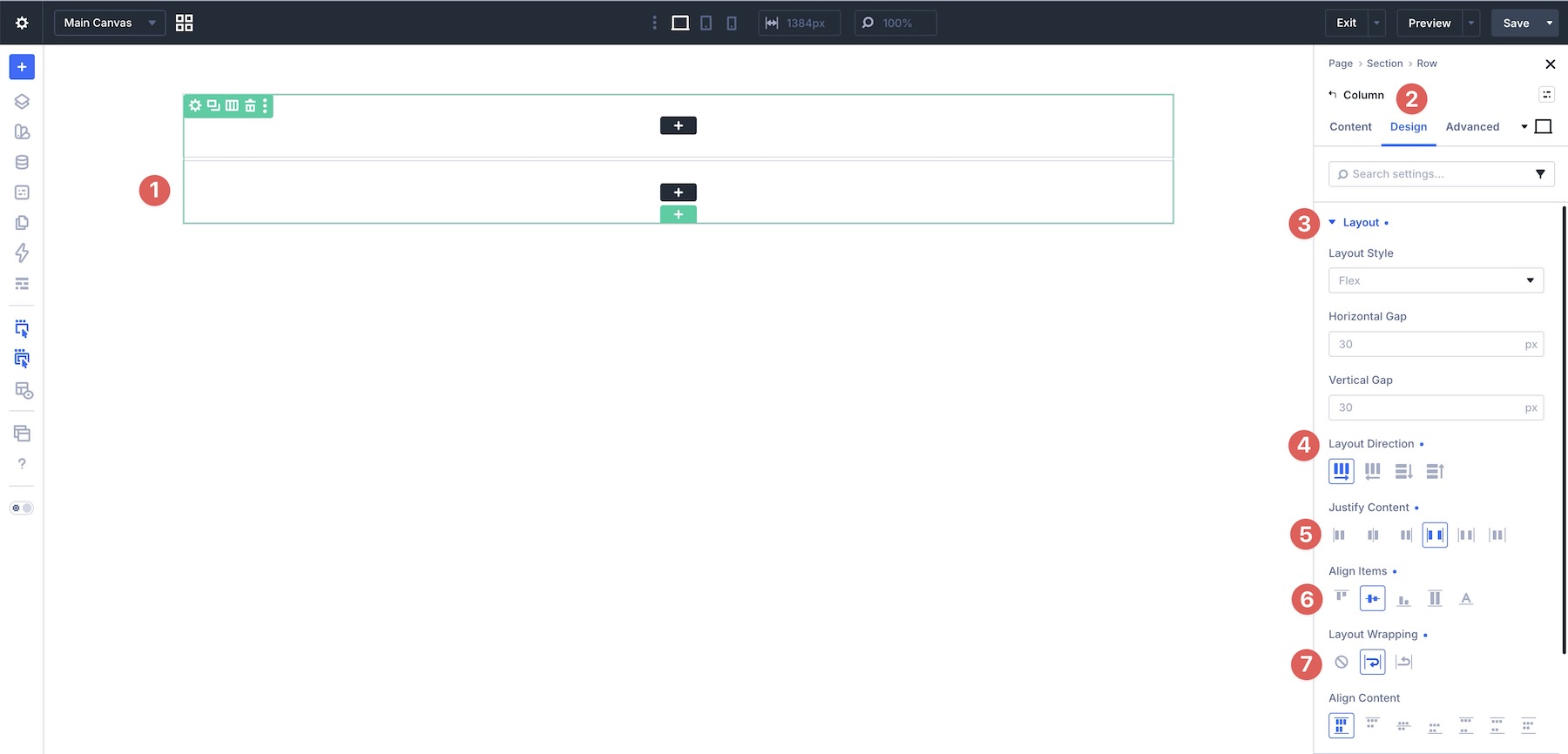 second column settings