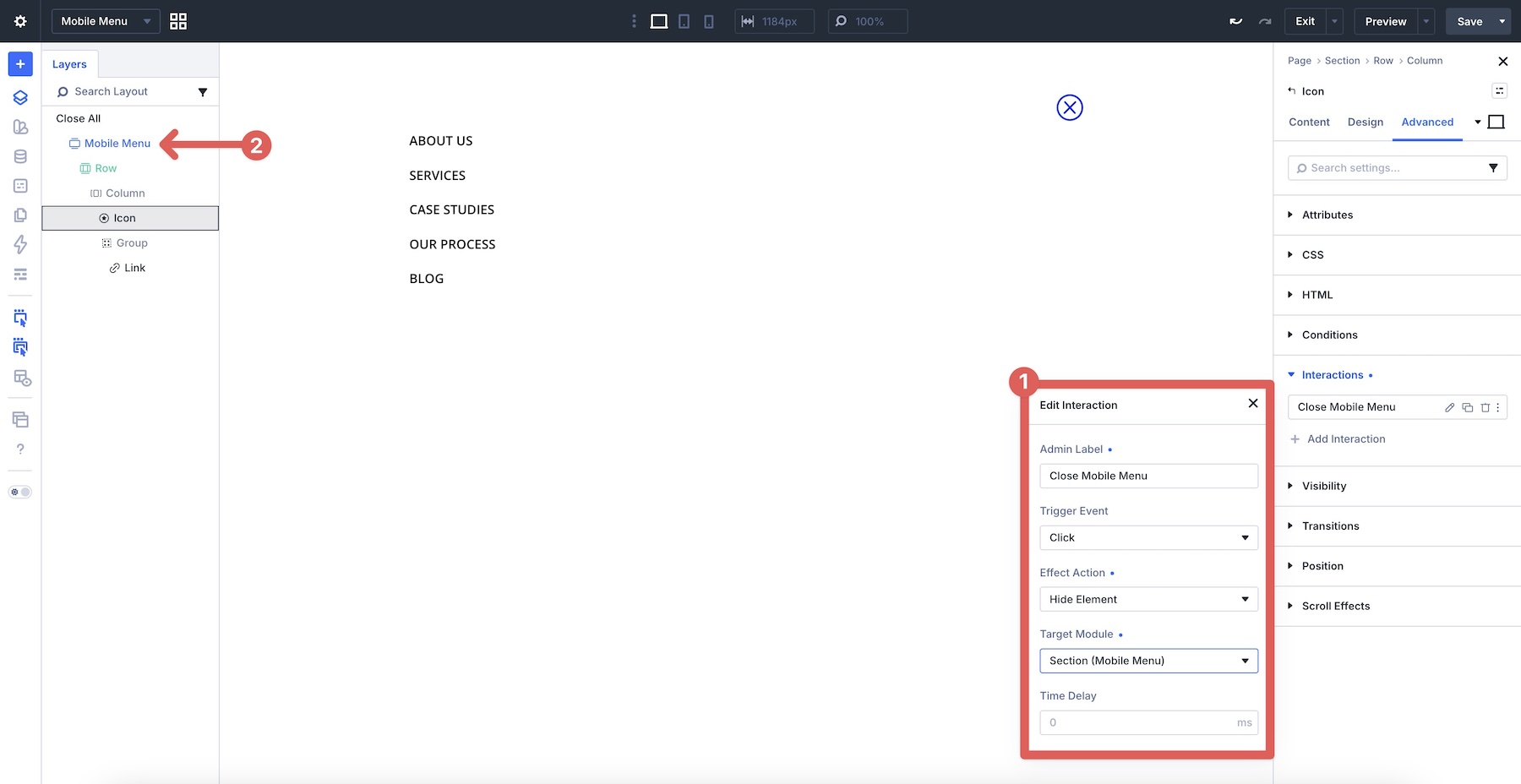 set mobile menu interaction