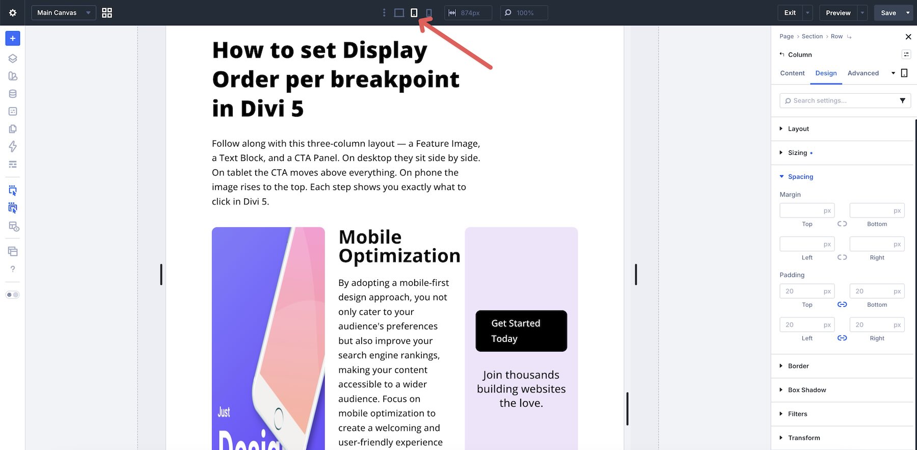 tablet breakpoint in Divi 5
