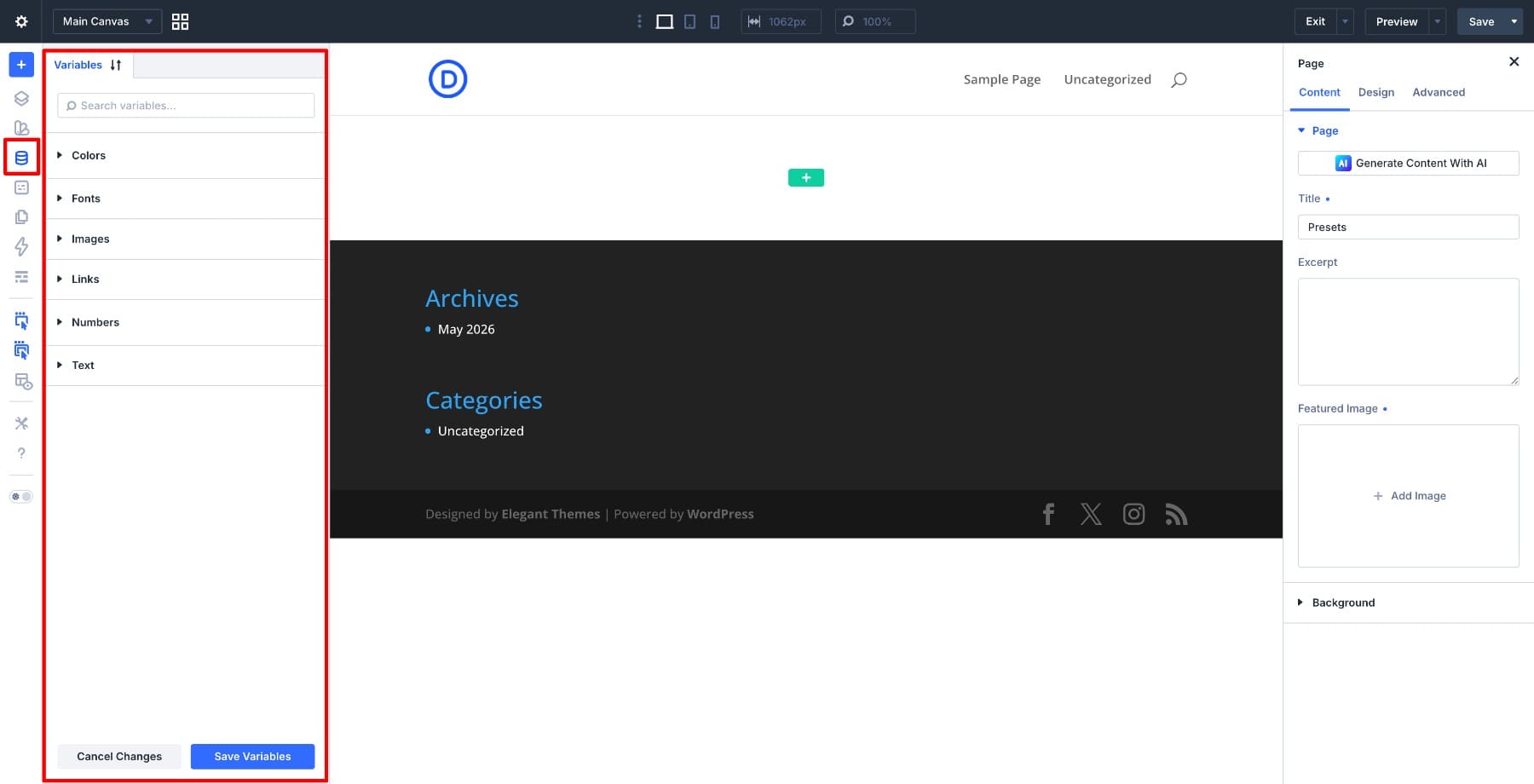 Variable Manager in Divi 5