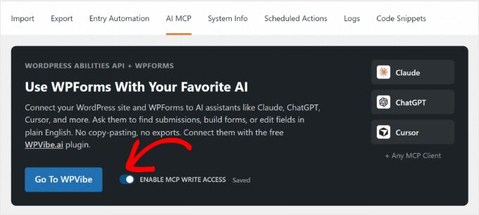 Enabling MCP Write Access for WPForms