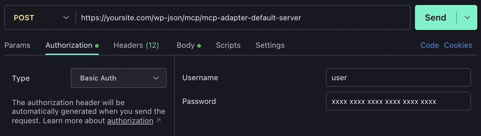 Set Authorization: Basic Auth in Postman