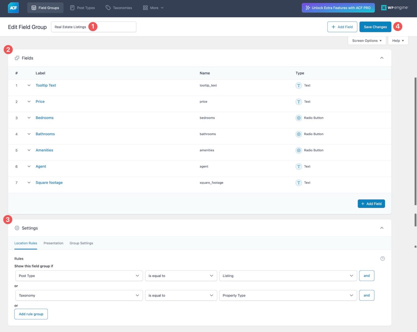 ACF custom fields