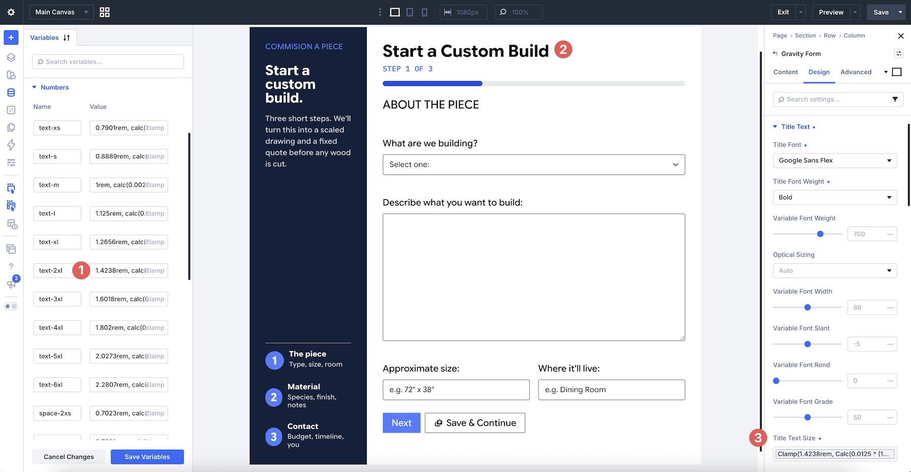 Use Design Variables with the Gravity Forms Module